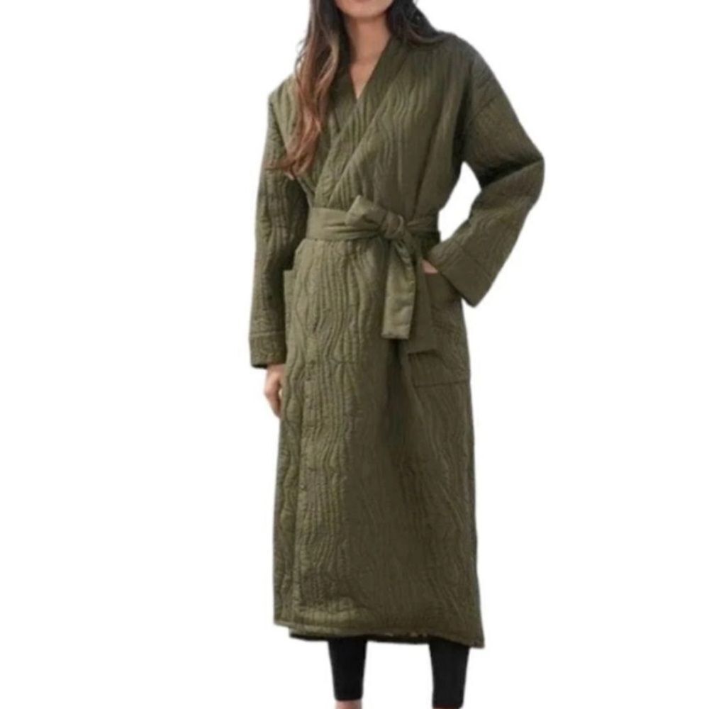 Calme by Johnny Was Ava Olive Green Wrap Coat Quilted XXL